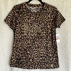 NWT Michaell Kors T-Shirt. Dark Camel Leopard
